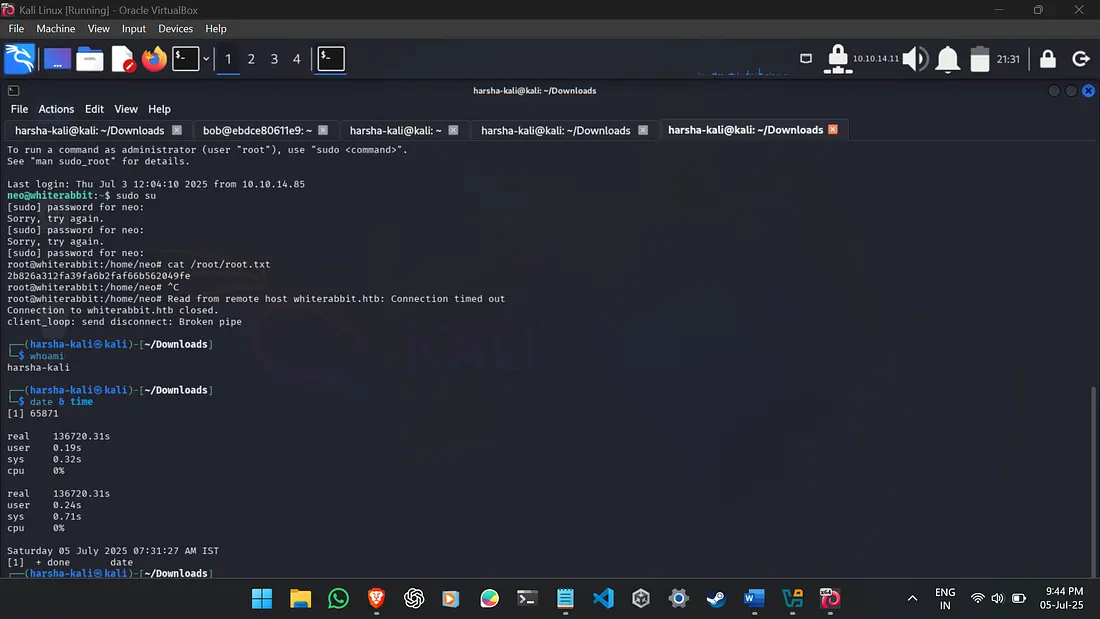 Terminal showing root flag