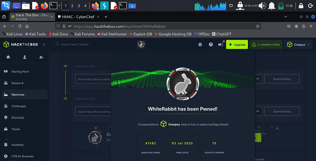 WhiteRabbit machine pwned!