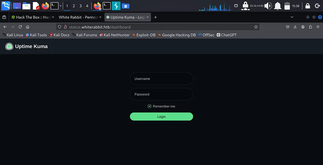 Initial visit to status.whiterabbit.htb