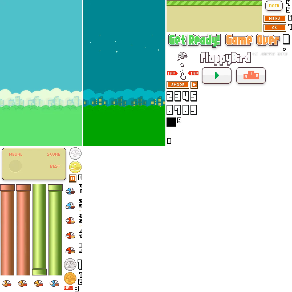 Sprite sheet for the Flappy Bird game